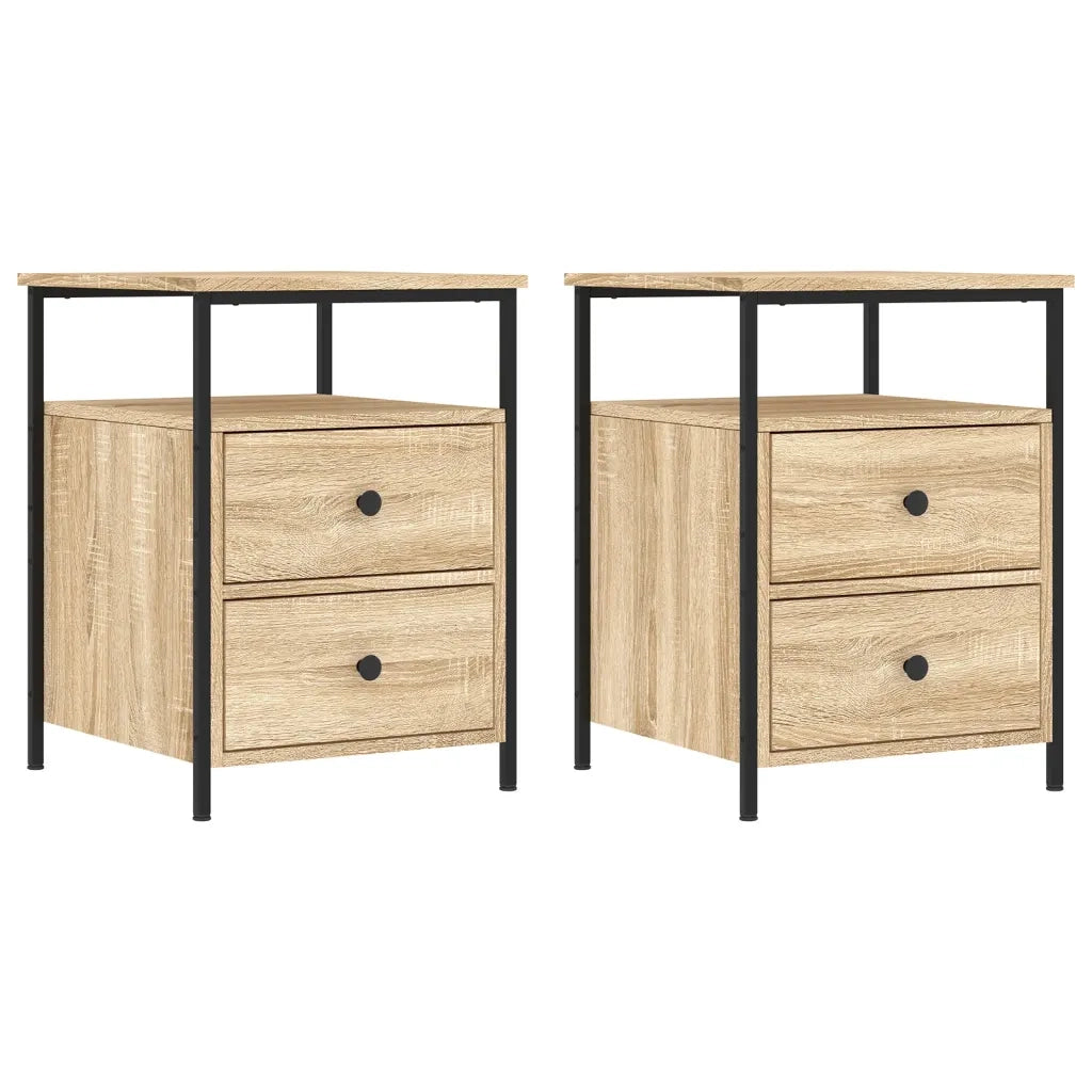 Set di 2 Comodini | Armadio da Notte | Mobiletto da notte Rovere Sonoma 44x45x60 cm in Legno Multistrato