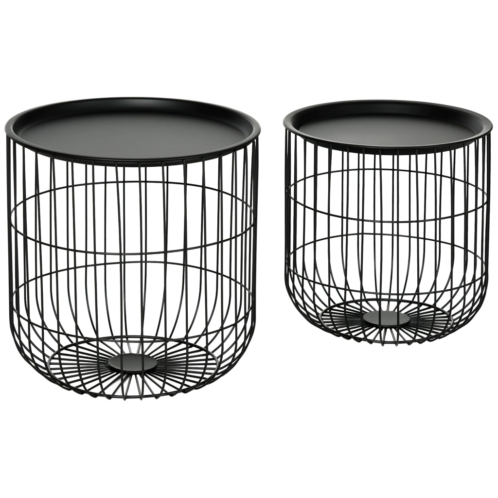 Tavolo da pranzo - set 2 tavolini - stile scandinavo - con vano - acciaio nero - per soggiorno moderno