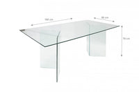 Tavolo fisso Armir, Tavolo multiuso moderno, Tavolo da pranzo di desing, Cm 180x90h78, in Vetro temperato