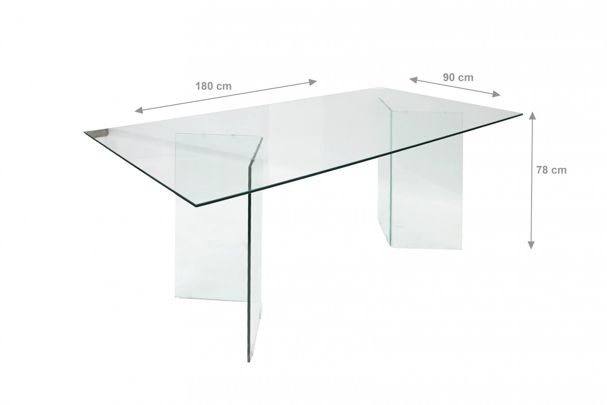 Tavolo fisso Armir, Tavolo multiuso moderno, Tavolo da pranzo di desing, Cm 180x90h78, in Vetro temperato