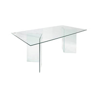 Tavolo fisso Armir, Tavolo multiuso moderno, Tavolo da pranzo di desing, Cm 180x90h78, in Vetro temperato