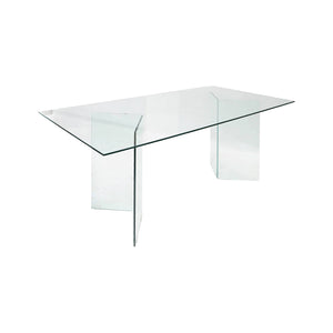 Tavolo fisso Armir, Tavolo multiuso moderno, Tavolo da pranzo di desing, Cm 180x90h78, in Vetro temperato