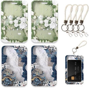 ID-kaarthouders 4 pezzi - Badge houder rigida - Porta carte con cordoncino in pelle - Swipe-kaarthouder - Adatto a 2 carte - Dimensioni 11 x 7 cm
