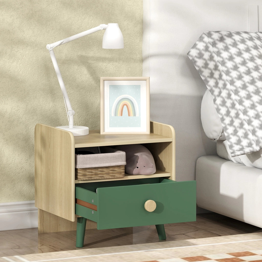 Tavolino da notte per bambini ¨C zephmum ¨C con cassetto e nicchia, legno
