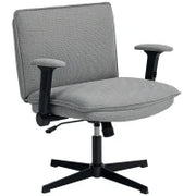 Sedia da ufficio con braccioli reclinabili, in tessuto effetto lino, regolabile in altezza, con base in acciaio, Grigio