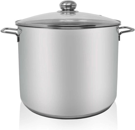 Pentola da 17 Litri in Acciaio Inossidabile - Base Capsulare Energetica - Coperchio in Vetro - Ideale per Feste - Per Zuppe e Pasta - Pentola da Cottura