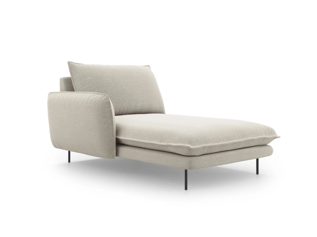 Cosmopolitan Design - Chaise longue sinistra "Vienna" in tessuto strutturato beige chiaro 