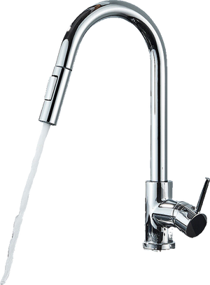 JANA | Rubinetto cucina estensibile Premium in acciaio inox cromato | Miscelatore arco alto gastronomia alta pressione ruotabile a 360° 2 attacchi