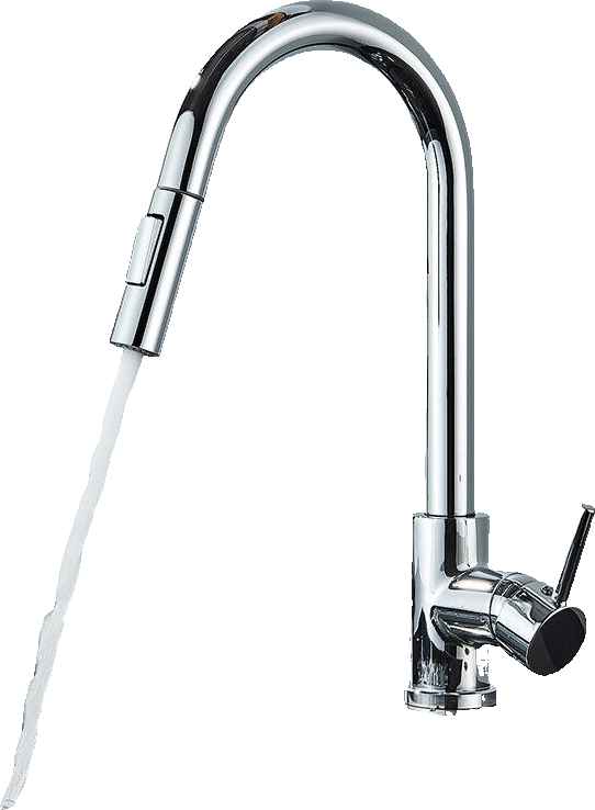 JANA | Rubinetto cucina estensibile Premium in acciaio inox cromato | Miscelatore arco alto gastronomia alta pressione ruotabile a 360° 2 attacchi