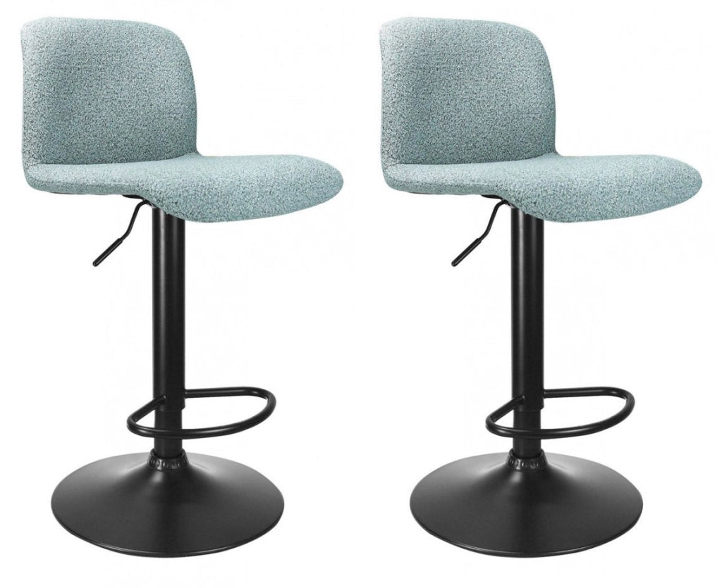 Set 2 Sgabelli Bar 41x46x86/107 cm in Poliestere Rafael Nero-Acquamarina