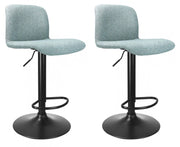 Set 2 Sgabelli Bar 41x46x86/107 cm in Poliestere Rafael Nero-Acquamarina