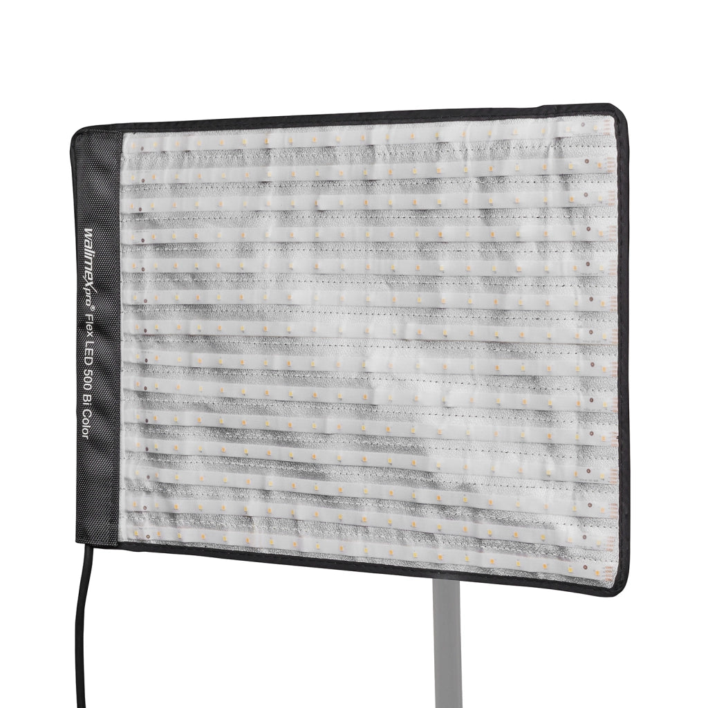 Flex LED 500 Pannello luminoso a LED bicolor, illuminatori LED per fotografia 50 W, luce fotografica flessibile e dimmerabile con display e slot per batteria ricaricabile