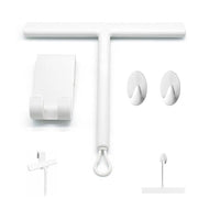 Wisser metallico bianco con rivestimento in silicone per la doccia con 1 gancio in silicone e 2 ganci in plastica per il lavaggio delle porte doccia, superfici della cabina da bagno, finestre e vetri degli autoveicoli