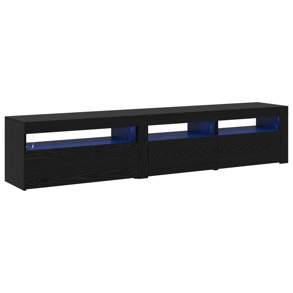Mobiletti TV 2 pcs con luci LED in rovere nero e legno ingegnerizzato