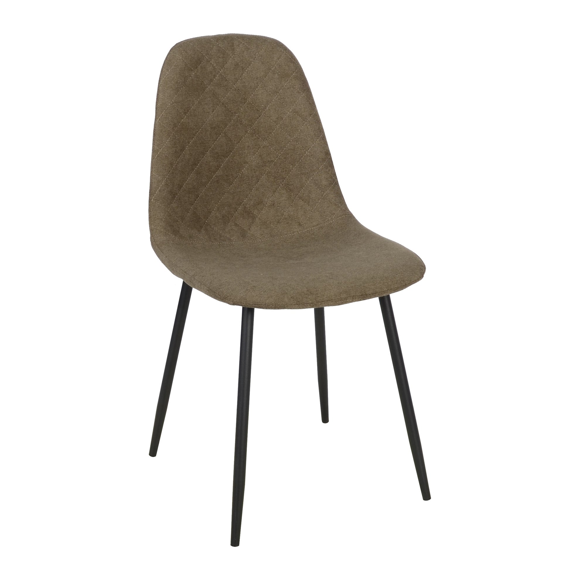 Set Da 4, Sedia New Lena Tessuto Tortora Gambe Nere Per Soggiorno, Cucina E Arredo Bar