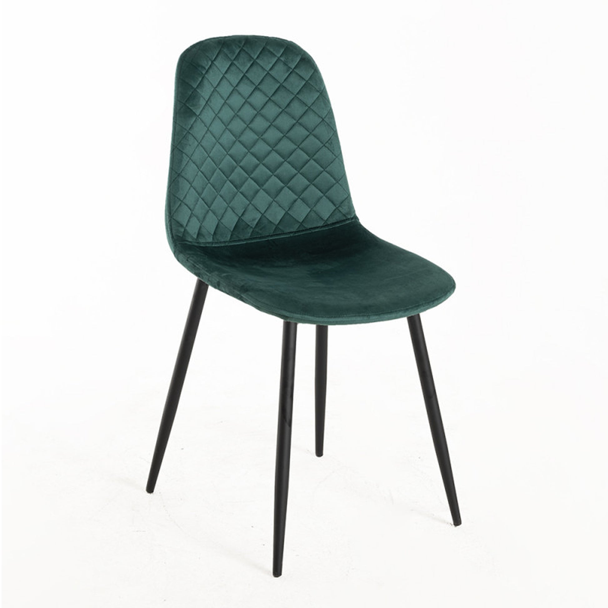 Set Da 4, Sedia New Lena Velluto Verde Gambe Nere Per Soggiorno, Cucina E Arredo Bar