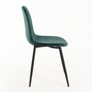 Set Da 4, Sedia New Lena Velluto Verde Gambe Nere Per Soggiorno, Cucina E Arredo Bar