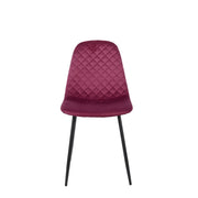 Set Da 4, Sedia New Lena Velluto Bordeaux Gambe Nere Per Soggiorno, Cucina E Arredo Bar