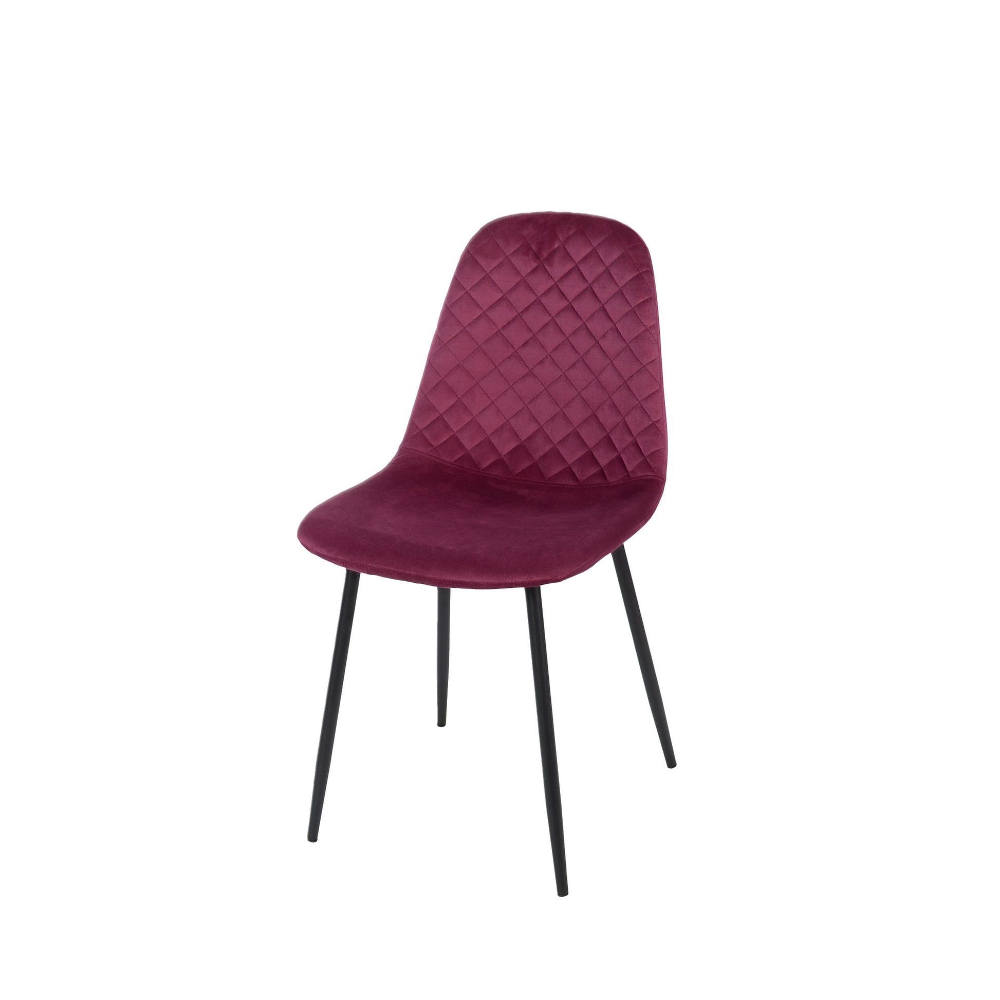 Set Da 4, Sedia New Lena Velluto Bordeaux Gambe Nere Per Soggiorno, Cucina E Arredo Bar