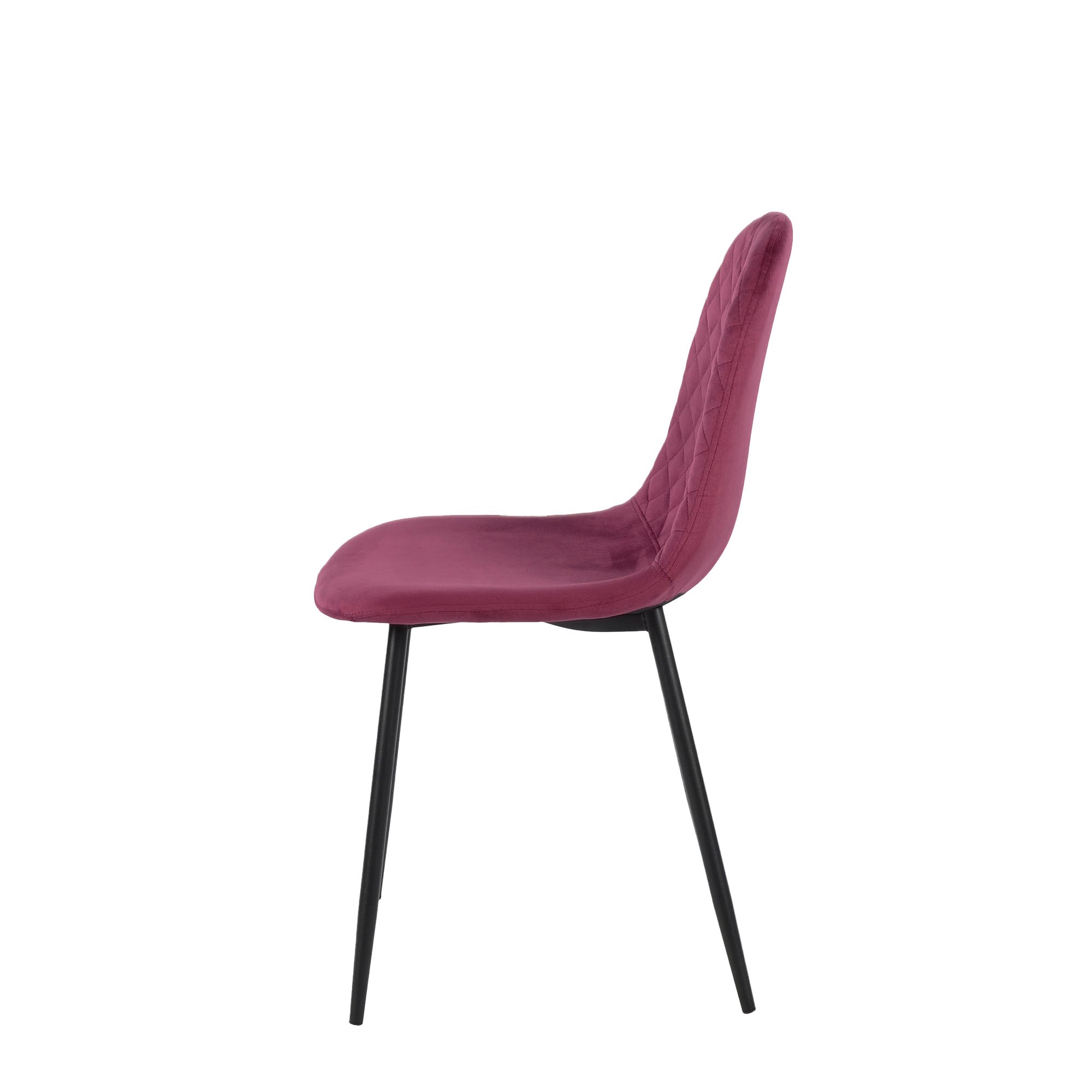 Set Da 4, Sedia New Lena Velluto Bordeaux Gambe Nere Per Soggiorno, Cucina E Arredo Bar