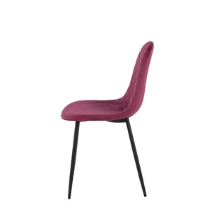 Set Da 4, Sedia New Lena Velluto Bordeaux Gambe Nere Per Soggiorno, Cucina E Arredo Bar
