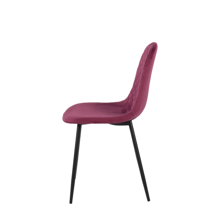 Set Da 4, Sedia New Lena Velluto Bordeaux Gambe Nere Per Soggiorno, Cucina E Arredo Bar