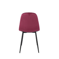 Set Da 4, Sedia New Lena Velluto Bordeaux Gambe Nere Per Soggiorno, Cucina E Arredo Bar