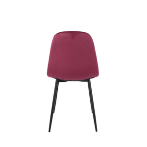 Set Da 4, Sedia New Lena Velluto Bordeaux Gambe Nere Per Soggiorno, Cucina E Arredo Bar