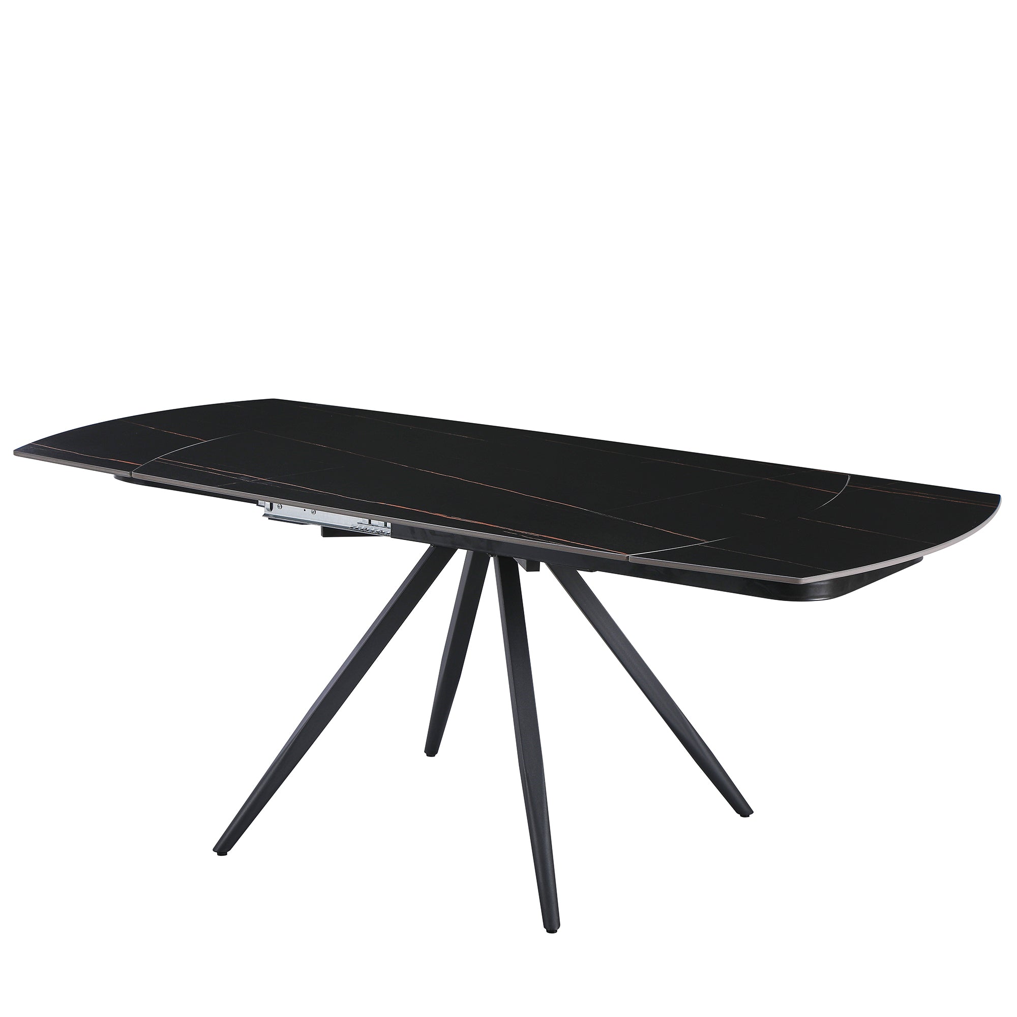 Tavolo Florida Nero C/Venature/Gambe Nere