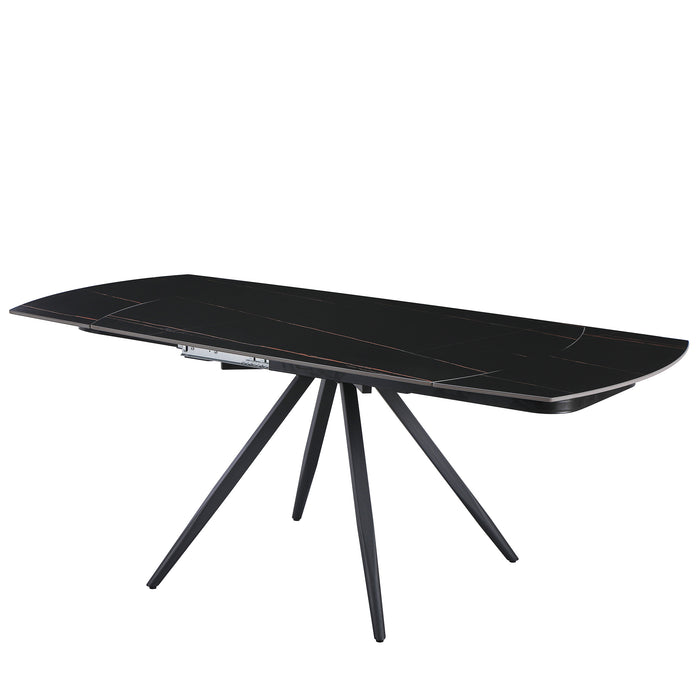 Tavolo Florida Nero C/Venature/Gambe Nere