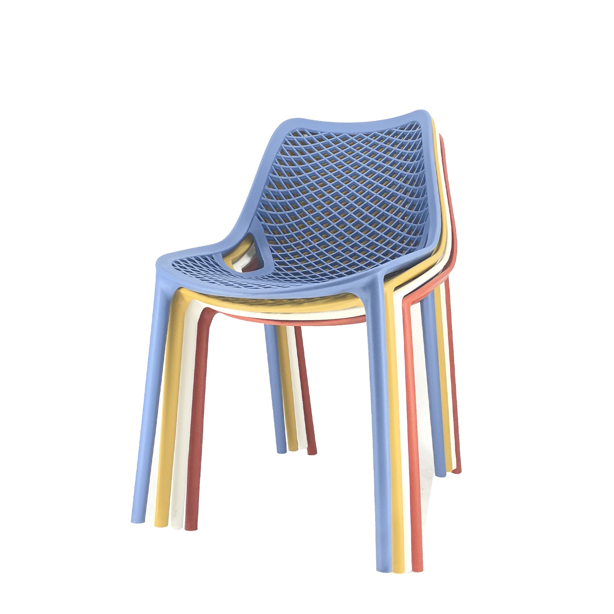 Set Da, 4 Sedia Braga 2 In Polipropilene Blue Per Soggiorno, Cucina E Arredo Bar