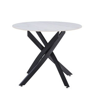 TAVOLO ROYAL ROTONDO BIANCO C/VENATURE/GAMBE NERE