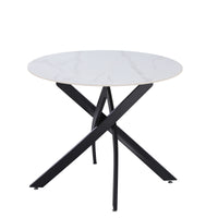 TAVOLO ROYAL ROTONDO BIANCO C/VENATURE/GAMBE NERE