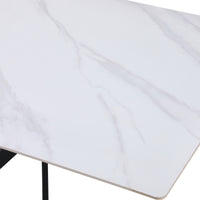 TAVOLO ROYAL RETTANG. BIANCO C/VENATURE/GAMBE NERE