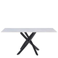 TAVOLO ROYAL RETTANG. BIANCO C/VENATURE/GAMBE NERE