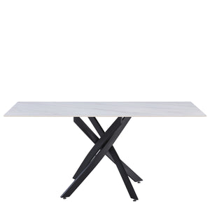 TAVOLO ROYAL RETTANG. BIANCO C/VENATURE/GAMBE NERE