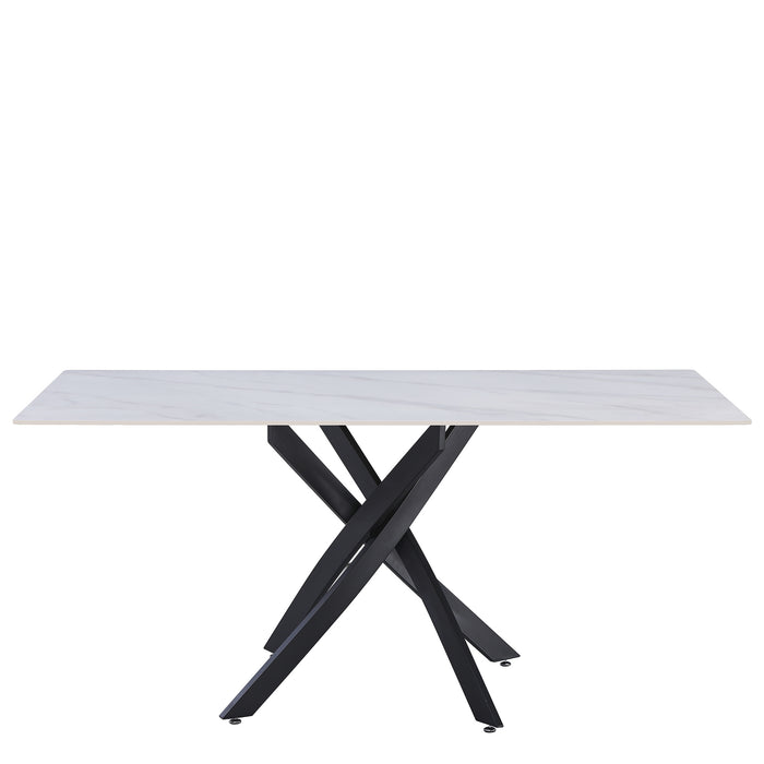 TAVOLO ROYAL RETTANG. BIANCO C/VENATURE/GAMBE NERE