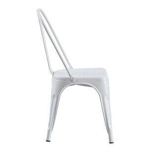 Set Da 4, Sedia Industrial Metallo Bianco Per Soggiorno, Cucina E Arredo Bar