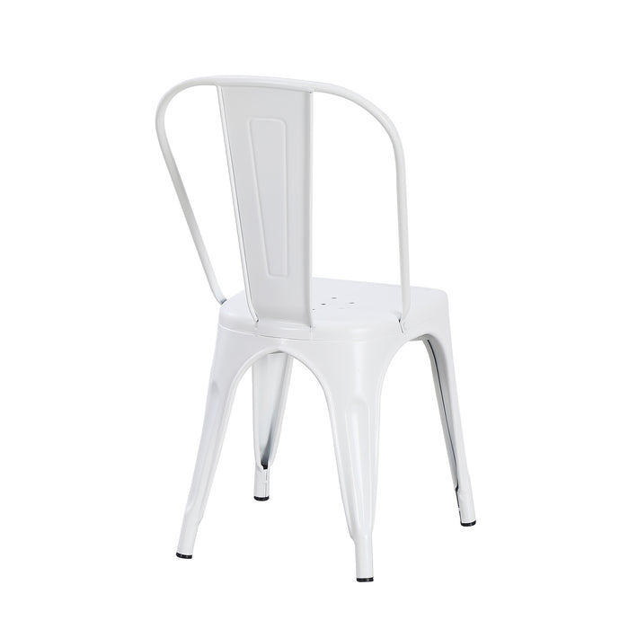 Set Da 4, Sedia Industrial Metallo Bianco Per Soggiorno, Cucina E Arredo Bar