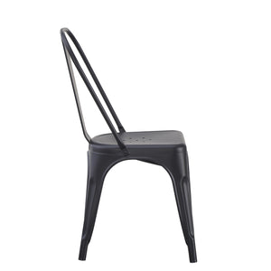 Set Da 4, Sedia Industrial Metallo Nero Per Soggiorno, Cucina E Arredo Bar