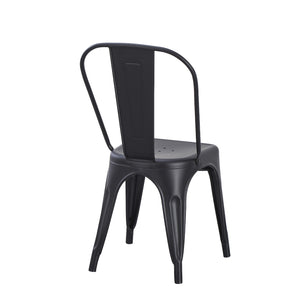 Set Da 4, Sedia Industrial Metallo Nero Per Soggiorno, Cucina E Arredo Bar