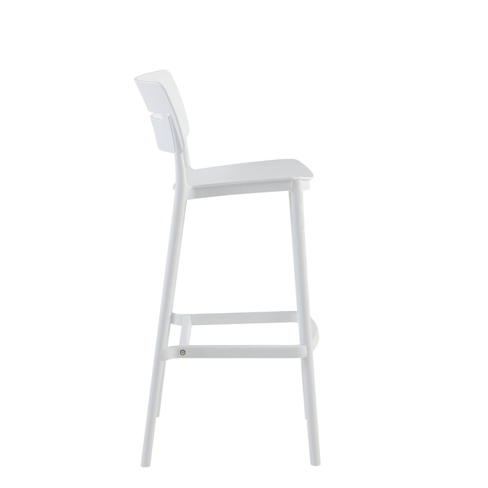 Set Da, 2 Sgabello Bella Bianco In Polipropilene Per Soggiorno, Cucina E Arredo Bar