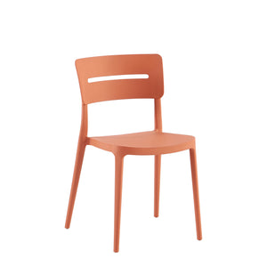 Set Da, 4 Sedia Bella Rosso Acero In Polipropilene Per Soggiorno, Cucina E Arredo Bar