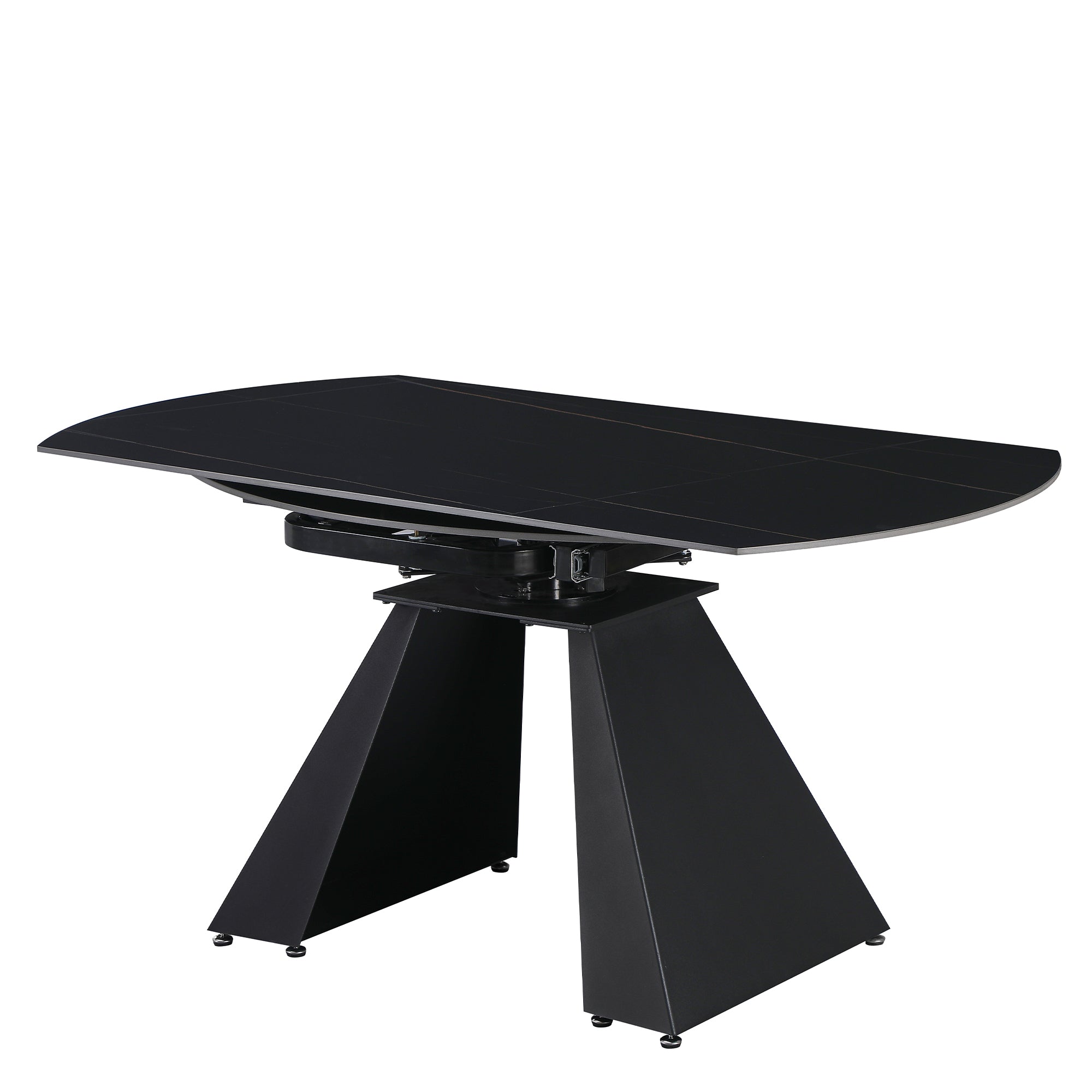 Tavolo Space 150X85⌀150 Top Nero Gold Gambe Nere