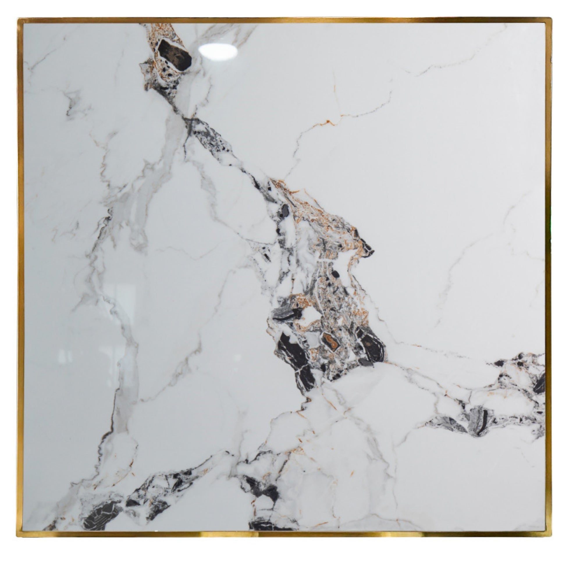 Piano Diamond 70X70 Pietra Calacatta C/Bordo Oro per soggriono, arredo bar ed esterni