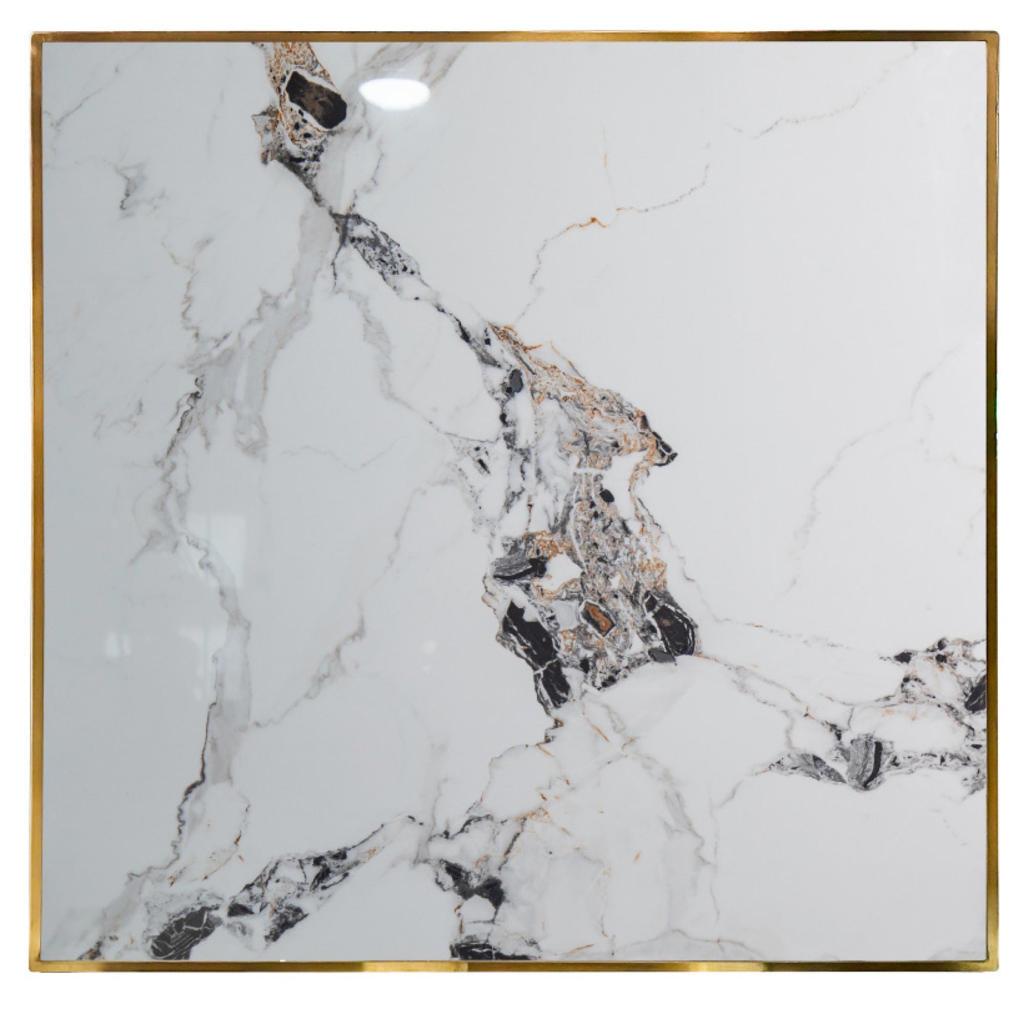Piano Diamond 70X70 Pietra Calacatta C/Bordo Oro per soggriono, arredo bar ed esterni