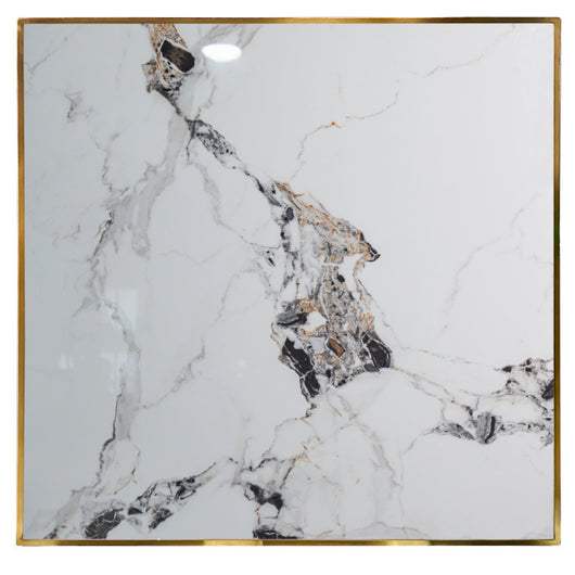 Piano Diamond 70X70 Pietra Calacatta C/Bordo Oro per soggriono, arredo bar ed esterni