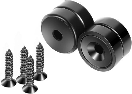 Magnetici per superfici in legno, whiteboard, porte, abitazioni, cucine, uffici (nero, 4 pezzi), diametro 17mm.