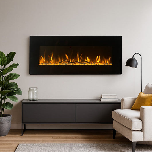 Camino elettrico caminetto da parete DALLAS L127 x P 11 x H50