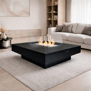 Camino a bioetanolo da terra per interno esterno Panarea Nero 70x70x35